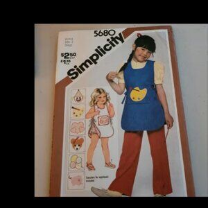 Vintage Simplicity 5680 Girls Lined Apron or Sundress with Appliques Size 3